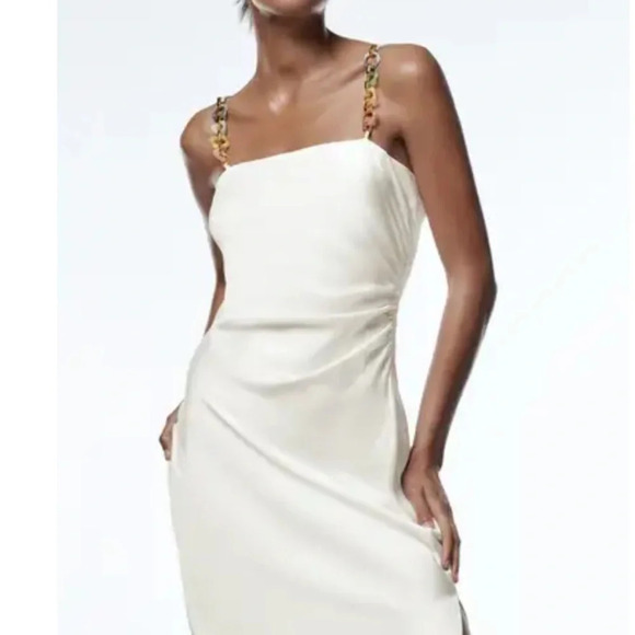 NWT ZARA Satin Camisole Dress with chain strap detail - Picture 5 of 11